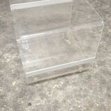 Vintage plexi coffee table with David Lange casters