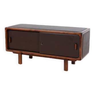 Wood & Leather Sideboard 1960s