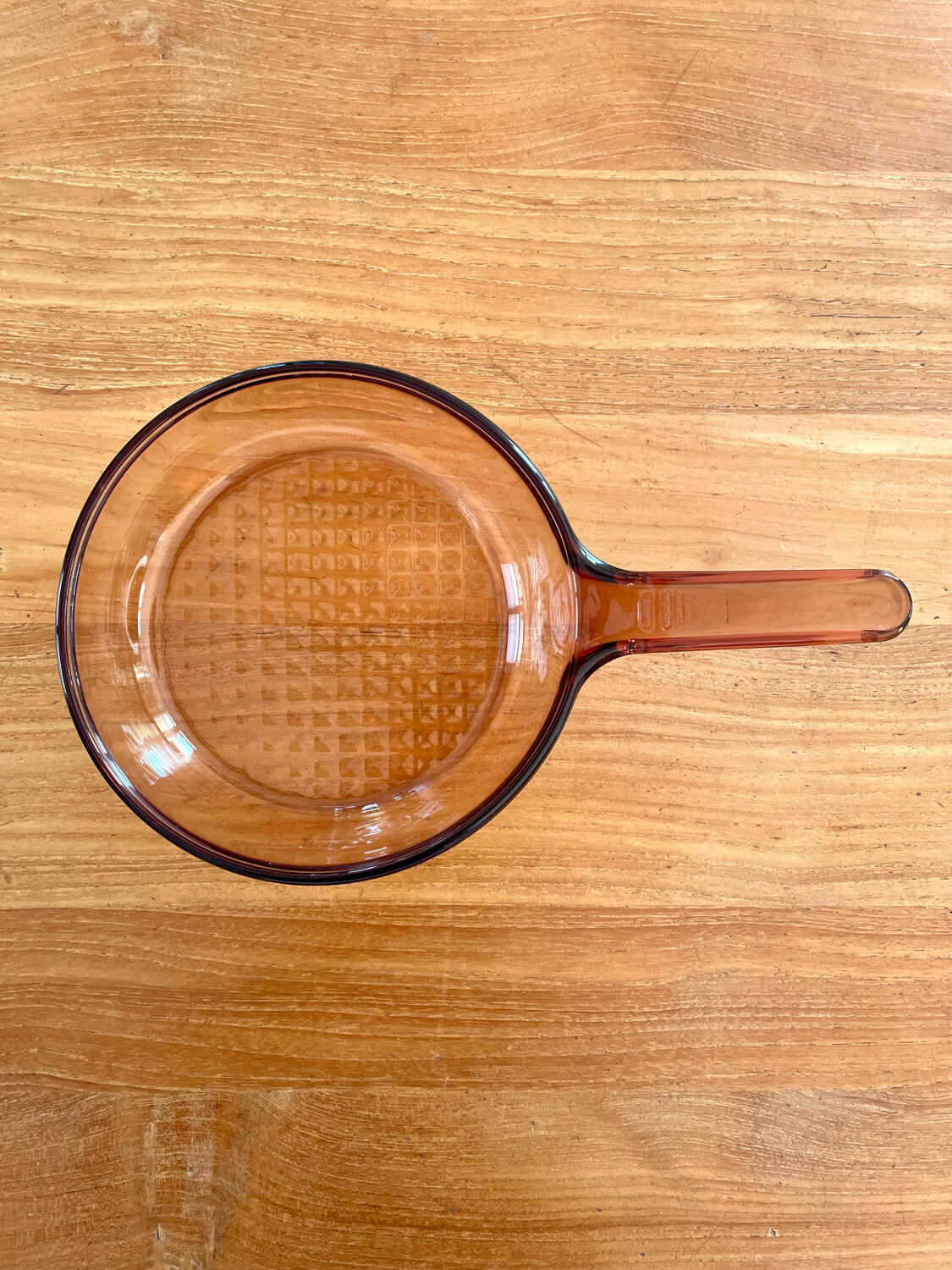 Vintage smoked glass pan Vision Ariel Corning France