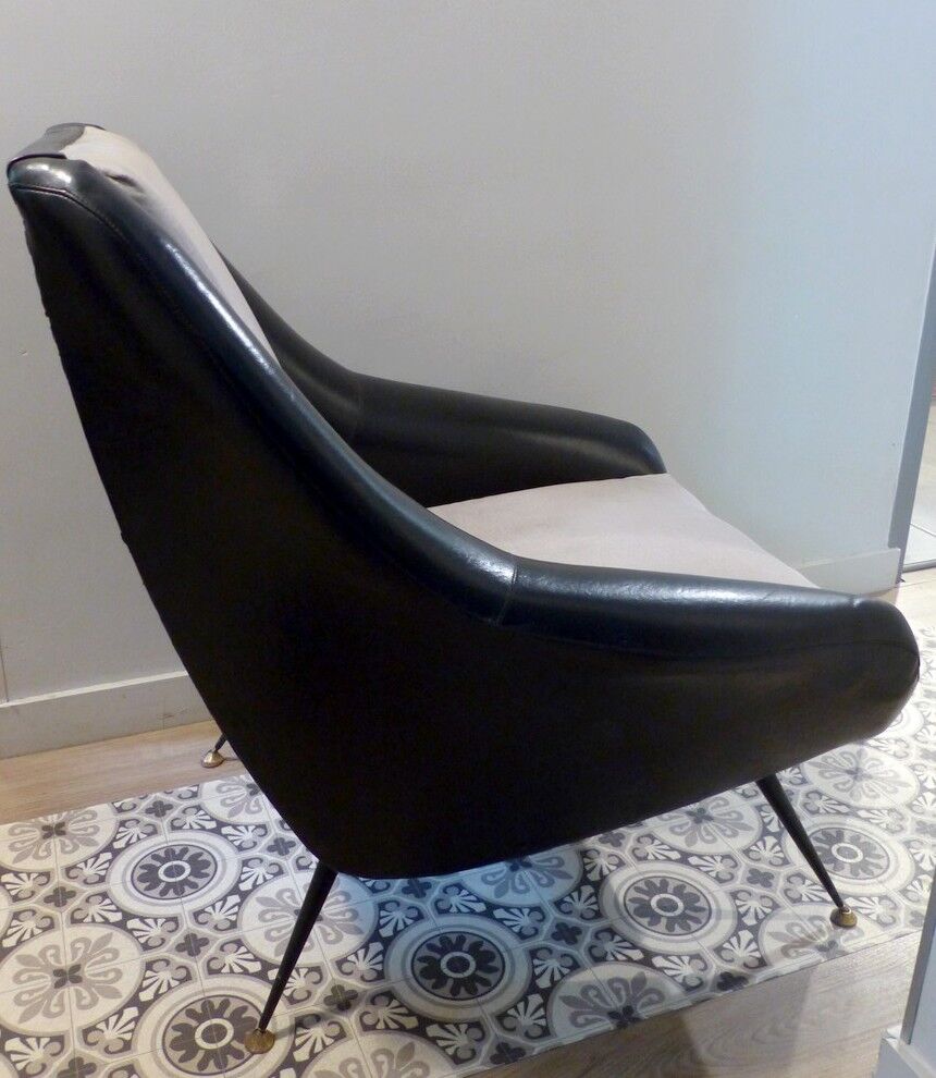 Vintage 50/60s chair leather and fabrics