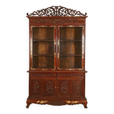 Asia 19th century: Ancient lacquer library, richly carved and decorated.