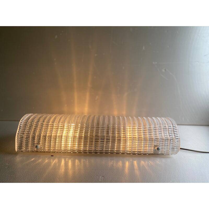 Contemporary Clear Diamonded Rectangular Murano Glass Wall Sconce