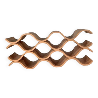 Swedish design curved wood bottle rack