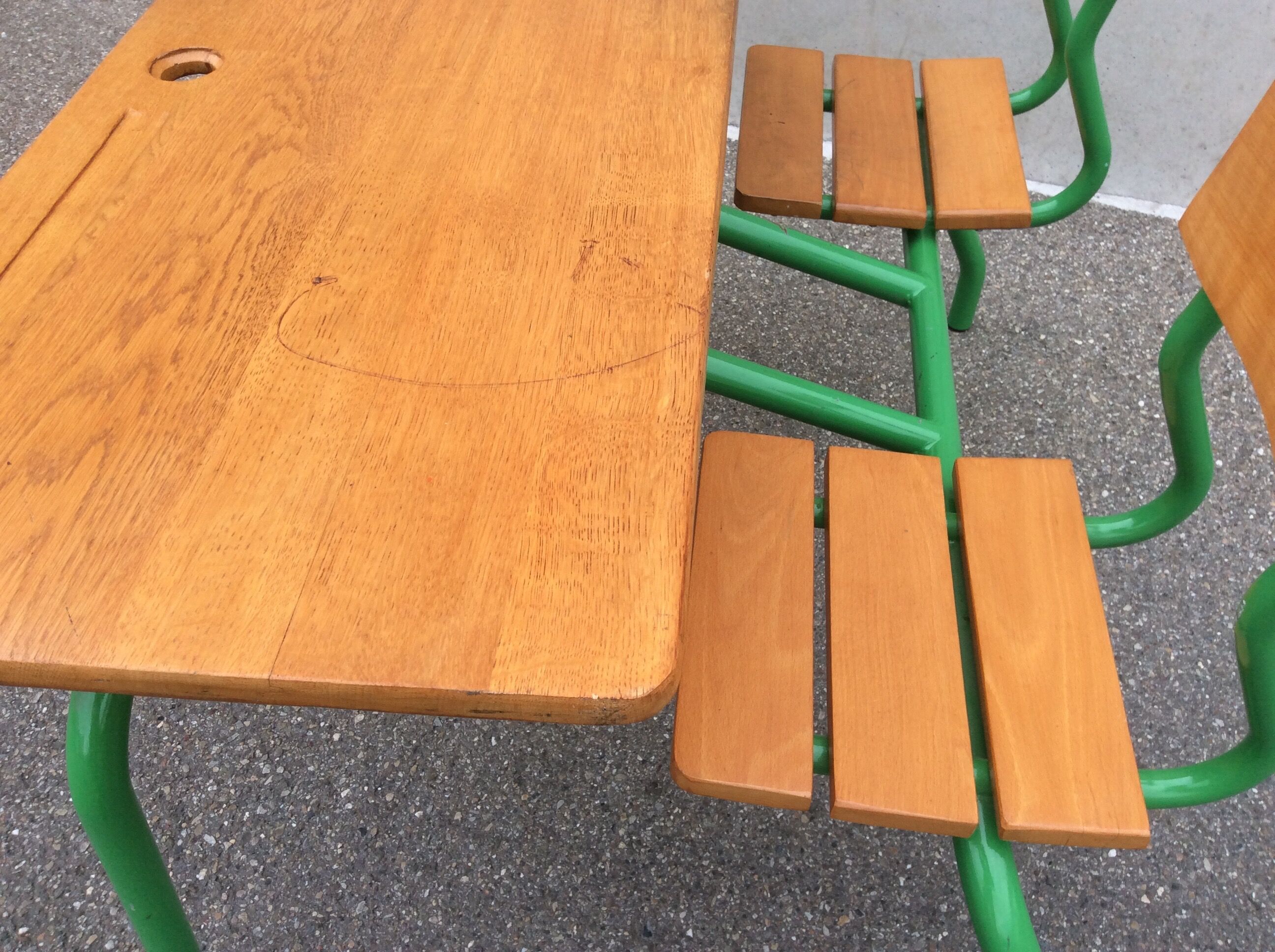 vintage school desk bench