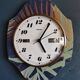 Vertical silent vintage wall pendulum clock "Trophy blue green golden"