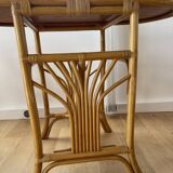 Vintage rattan and bamboo “head to head” table