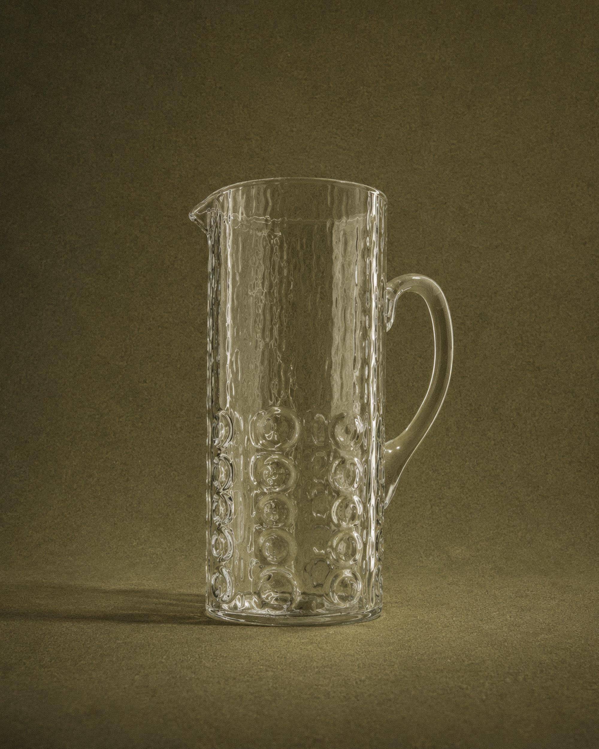 Vintage glass bubble-blown jug from the 1970s.