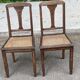 2 solid wood caned art deco dining room chairs