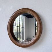 Woven wicker round mirror 1960