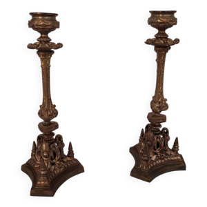 Paire de lustres en bronze