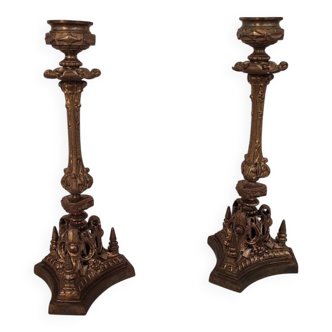 Paire de lustres en bronze