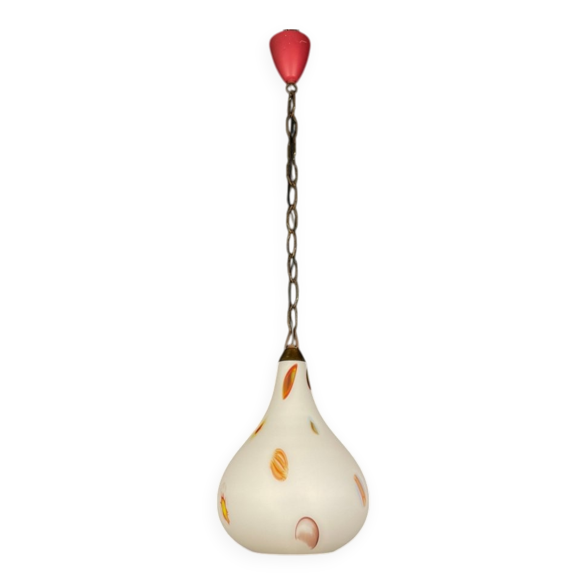 Murano opaline glass pendant lamp from the mid-century by Stilnovo, 1950s.