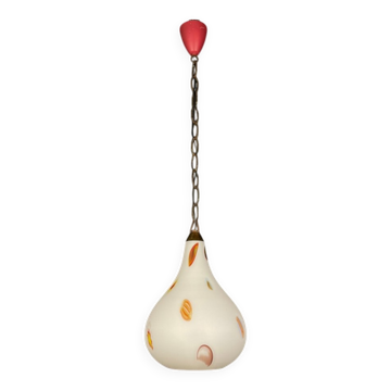 Murano opaline glass pendant lamp from the mid-century by Stilnovo, 1950s.