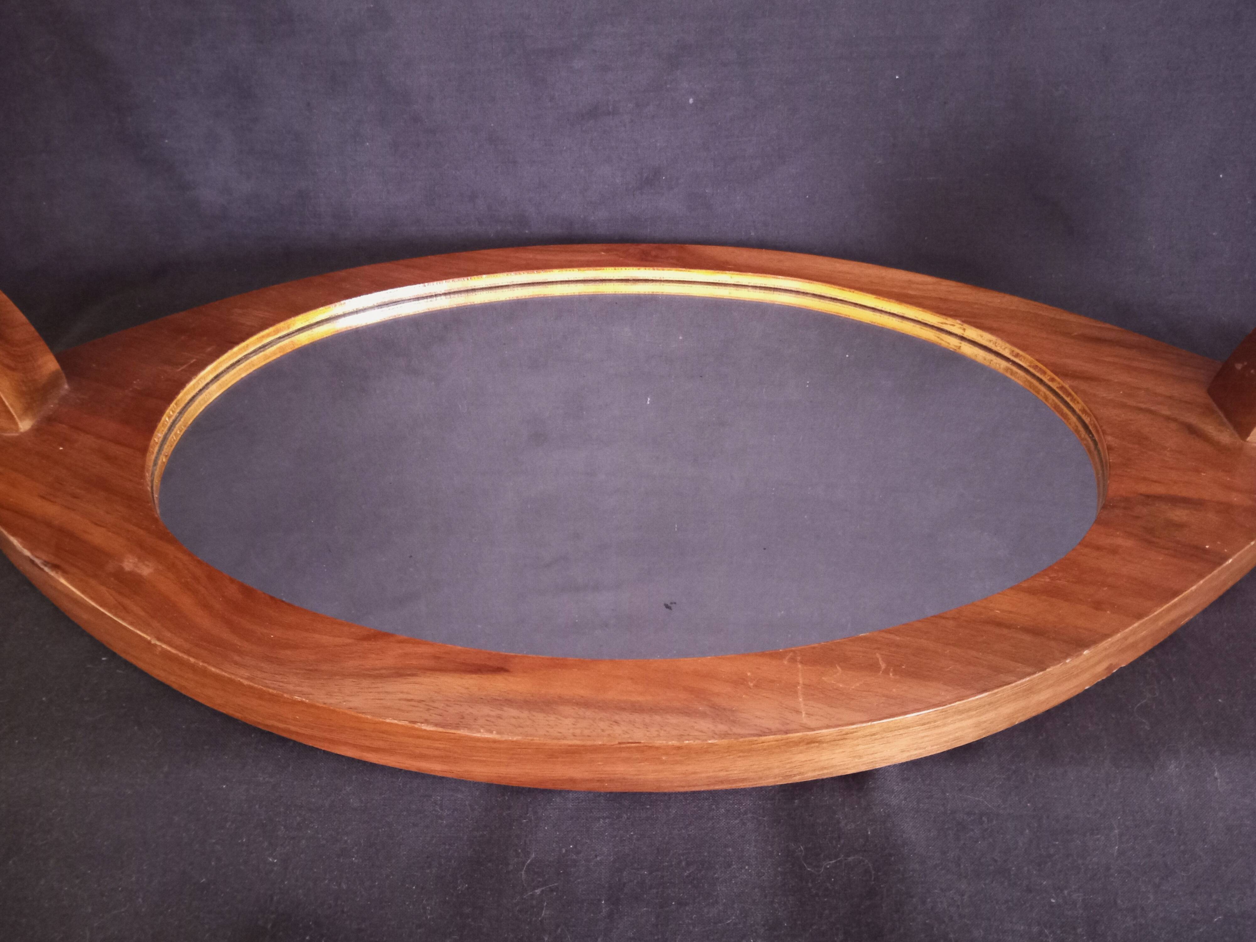 Plateau de service  miroité style Art Déco en bois, année 1930