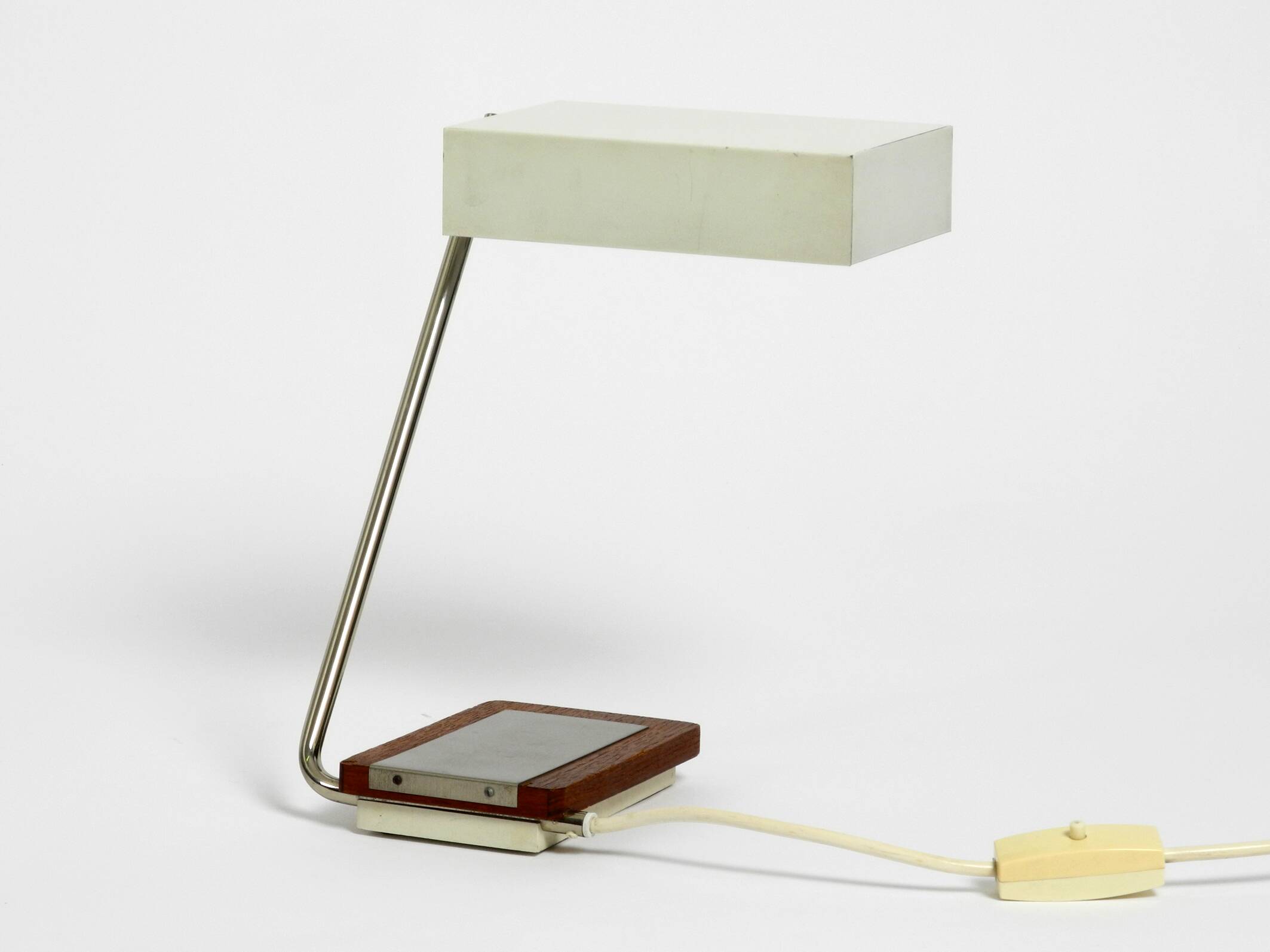 Rare original 1960s Kaiser Leuchten light metal teak table lamp