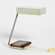Lampe de table en métal léger en teck Kaiser Leuchten des années 1960.