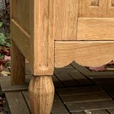 Armoire parisienne vitrée Art Déco asymétrique en chêne brut, 1930