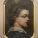 HST/P painting "Family portrait, Young woman" 19th century + frame