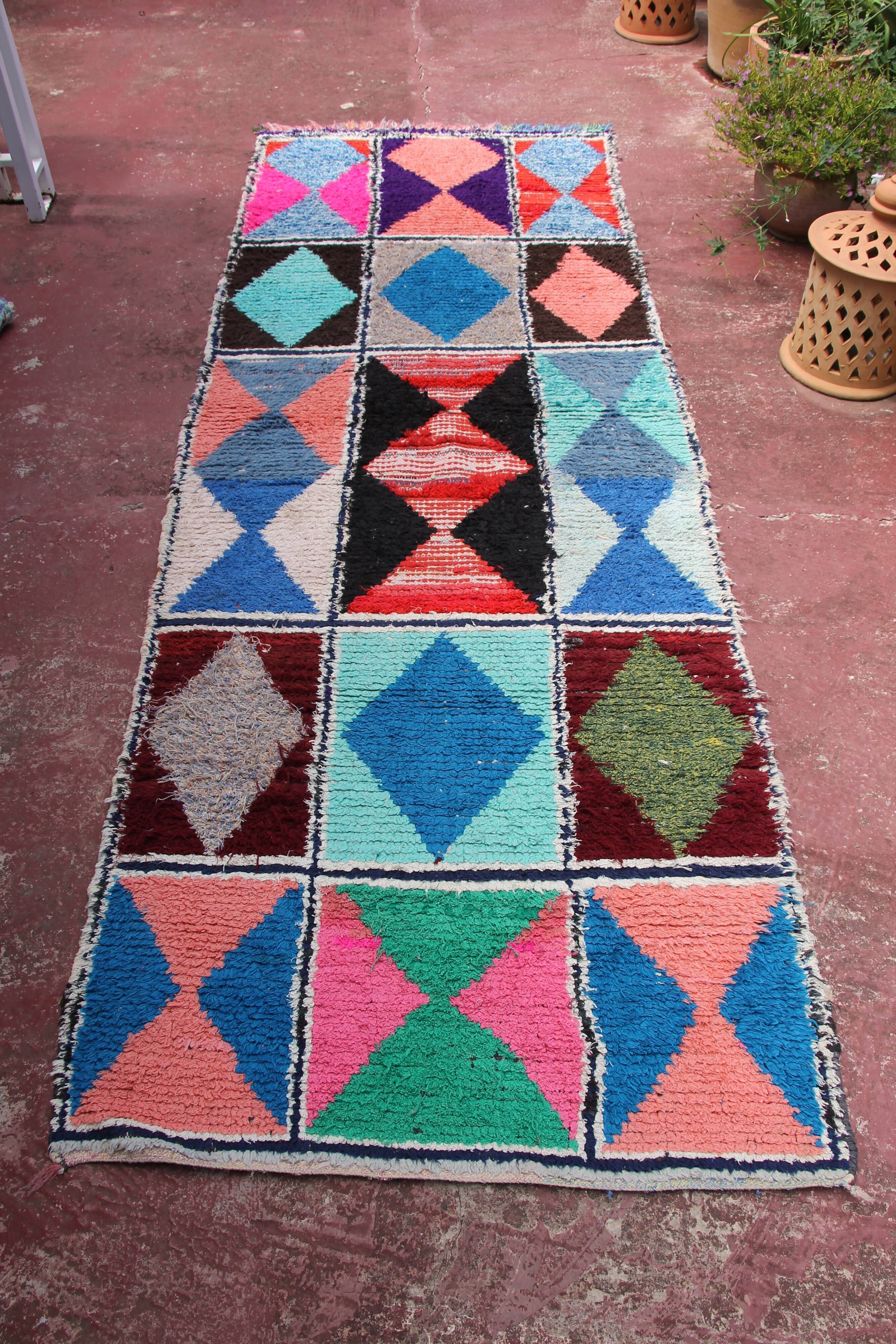 Boucherouite "taddert" rug 100x285cm