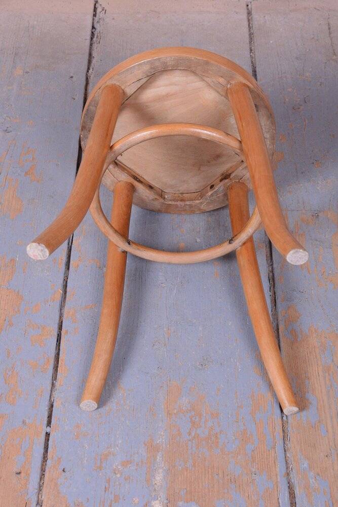 Mid-Century Stool in Sold Beech and Plywood, Czech, 1950s