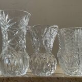 Series of 6 miniature vases in chiseled glass