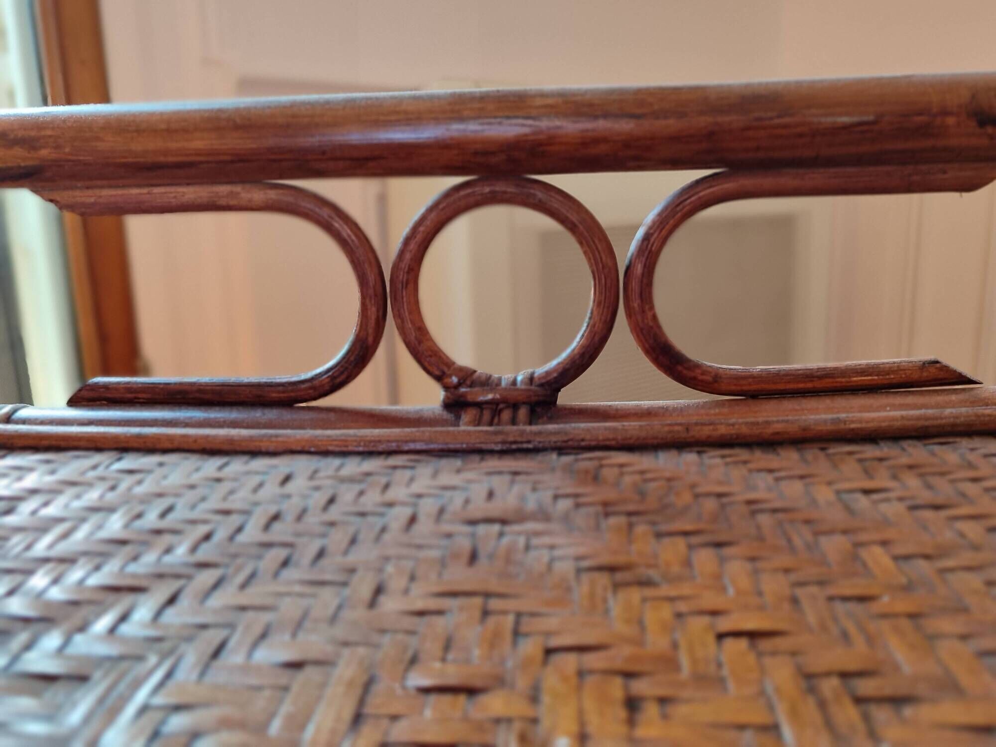 Pair of restored vintage rattan bedside tables – 3 drawers