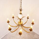Lustre en laiton et ananas chromé, années 1970