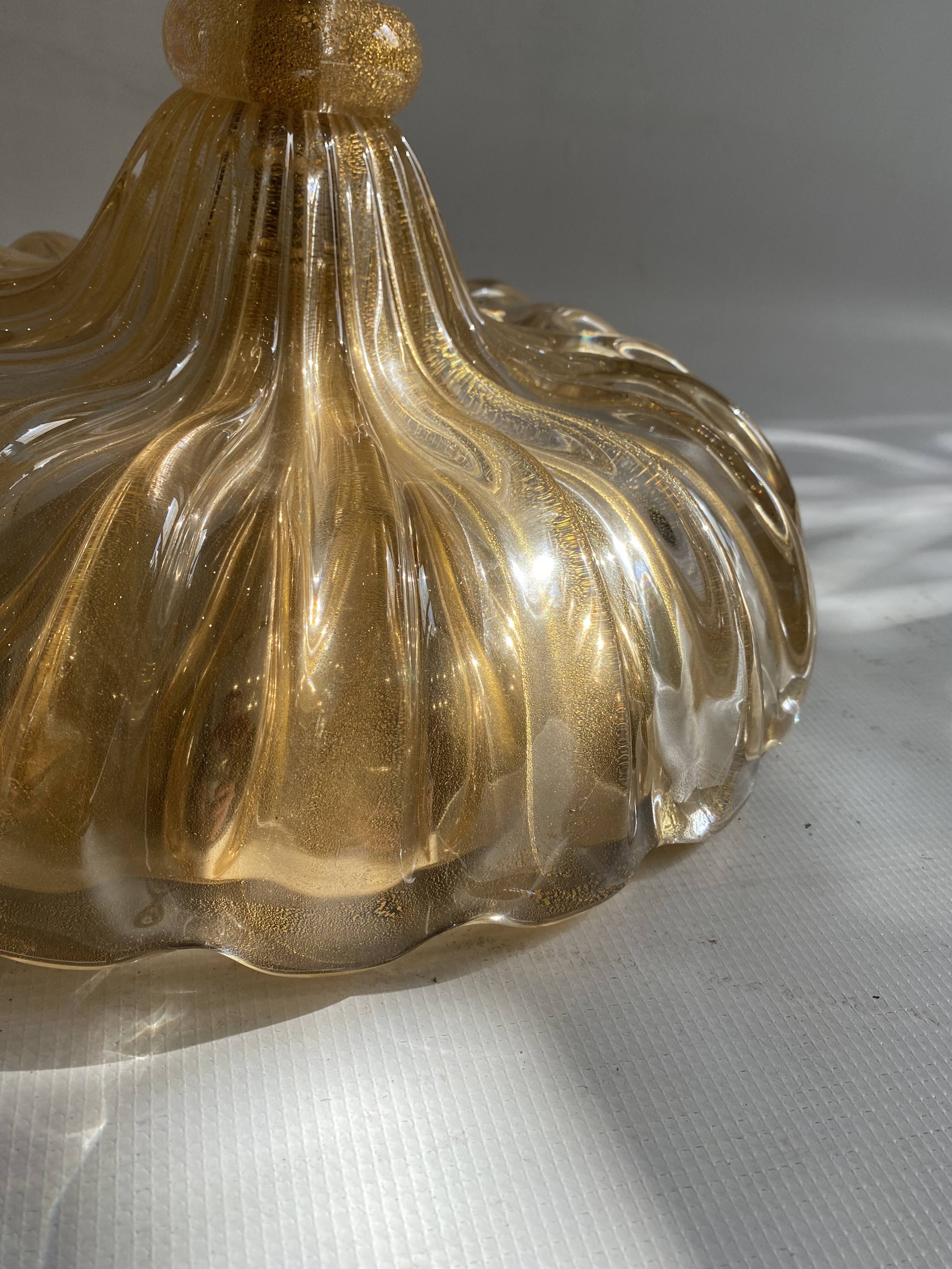 Signed Archimede Seguso Murano Glass Floor Lamp Gold Italian Art Deco 1980s