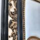Antique mirror Napoleon III 19th century black and gold original glass signed Al