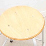 Oak and white mid-height stool