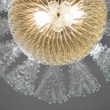 Lovely transparent Murano glass leaf ceiling light or chandelier, 1970s