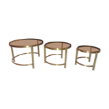 3 tables gigognes en laiton doré