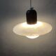 Pair of onyx and walnut suspended light fixtures