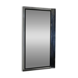 Vintage wooden console table with aluminum mirror, Italy, 1970s, original