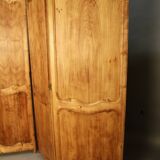 Large cherry wood folding screen with four double-sided panels.