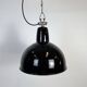 Industrial Black Enamel Factory Lamp with Cast Iron Top, 1950s
