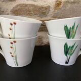 4 fine white porcelain cups with fine flower decoration