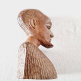 Pair of Busts or Sculptures of African Men and Women in high quality carved wood used