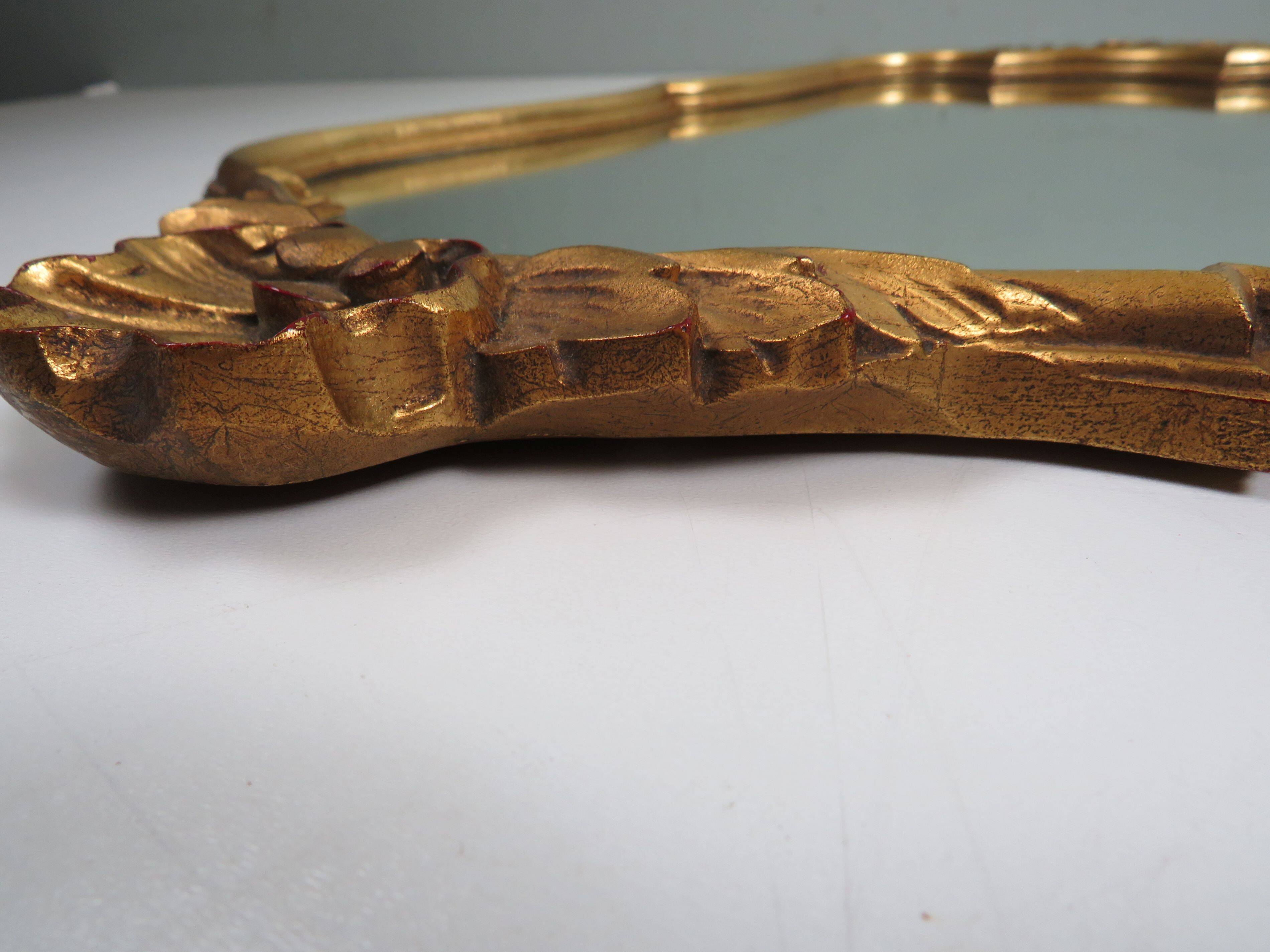 Vintage Hollywood Regency gold mirror, mid-century style, Belgium 1s.