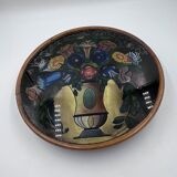 Art Deco painted glass pie dish