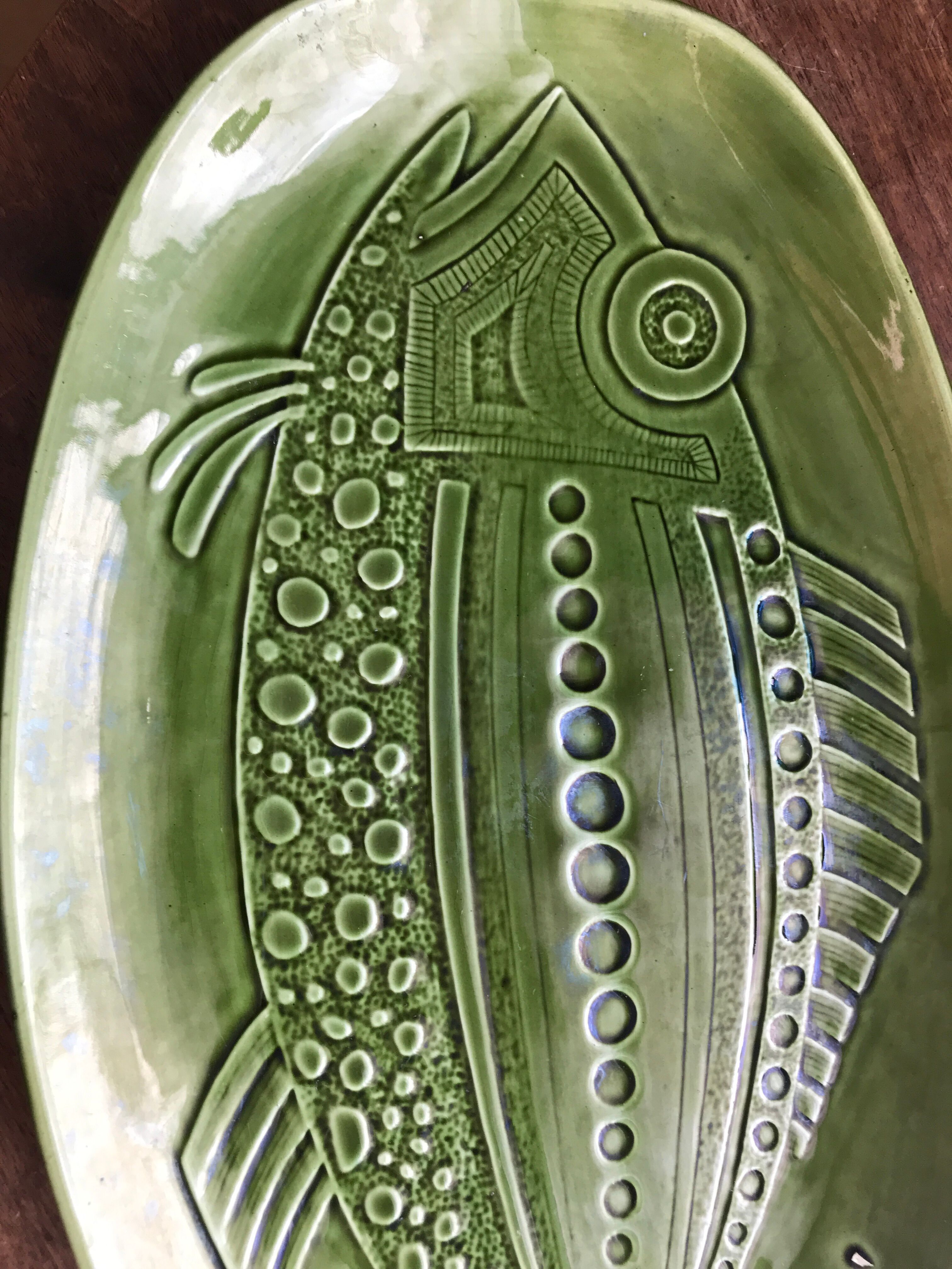 Vintage Longchamp green fish dish