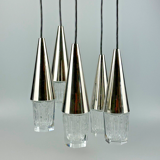 60s 70s hanging lamp cascade lamp 5 lights glass & chrome space age design