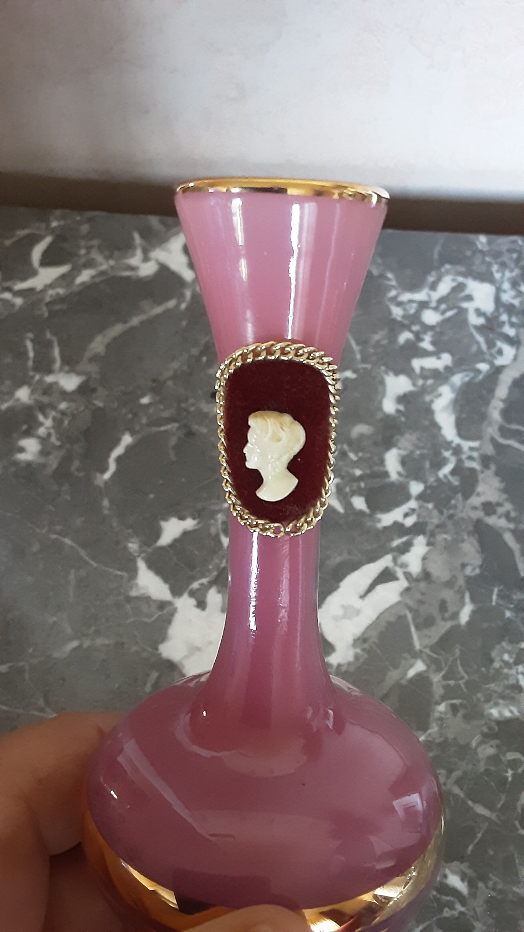 Soliflore in opaline cameo head- vintage