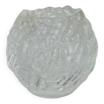 Cut glass candle holder, sphere, snowball style Kosta Boda