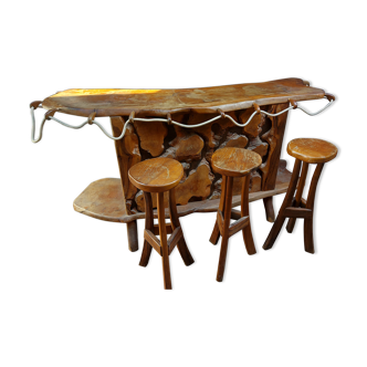Massive olive bar and stool