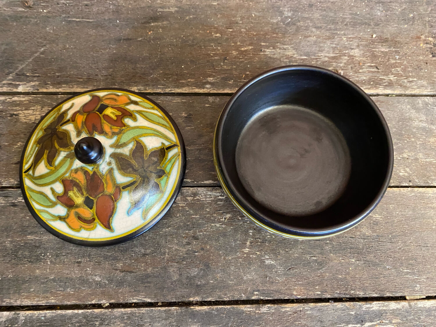 Antique Bonbonnière Box Gouda Plazuid ATRIUM Ceramic Holland Vintage