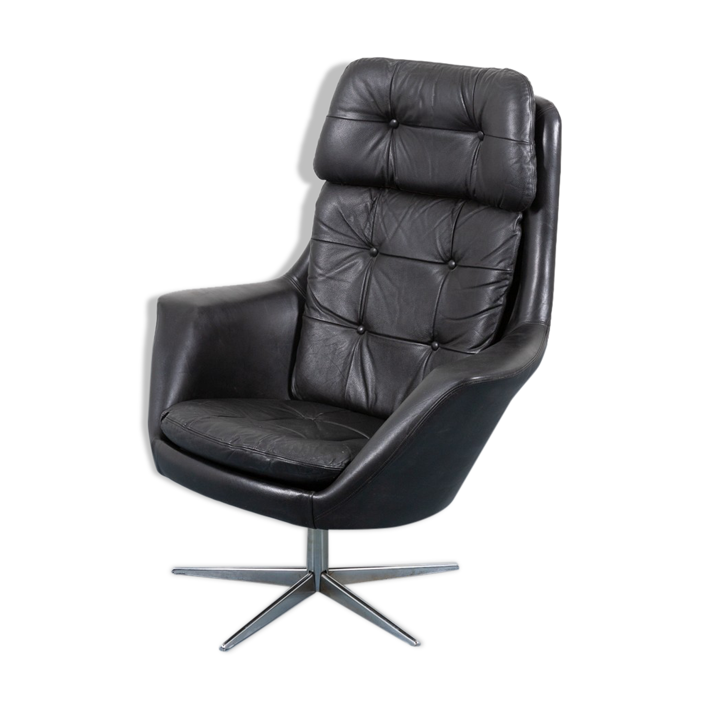 Danish Vintage Swivel Lounge Chair by Henry W. Klein