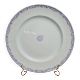 Grand plat rond ancien Jules Vieillard Bordeaux – décor mauve – faïence ancienne