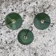 Trio in white green enamelled sheet hanging lamps