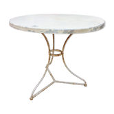 Table métallique ronde et blanche de jardin